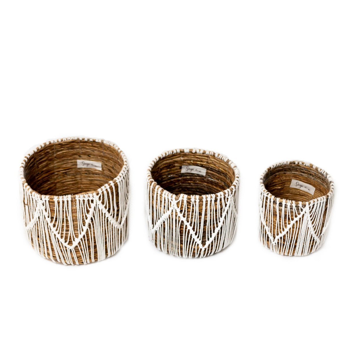 Kleiner Korb aus Seegras ORIS | Runder Blumenkorb | Gewebter Boho-Korb | Pflanzkorb | Pflanzer | Makramee-Korb