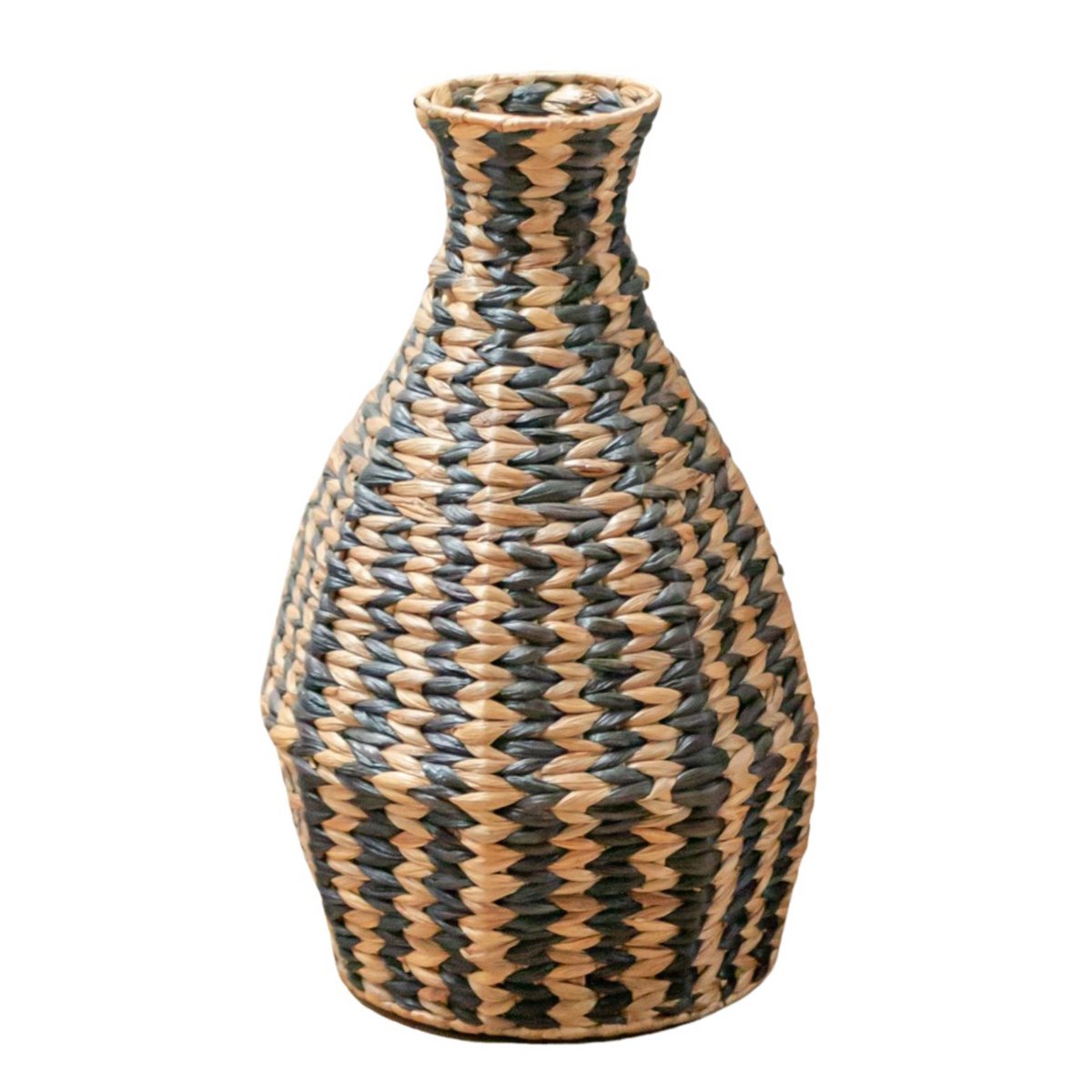 Geflochtene Boho-Vase DAYANA schwarz aus Wasserhyazinthe
