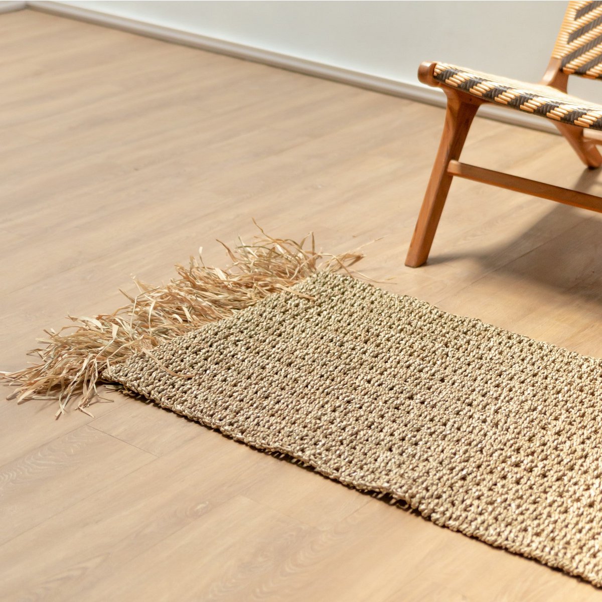 Seegrasteppich mit Quasten Boho-Teppich BARA