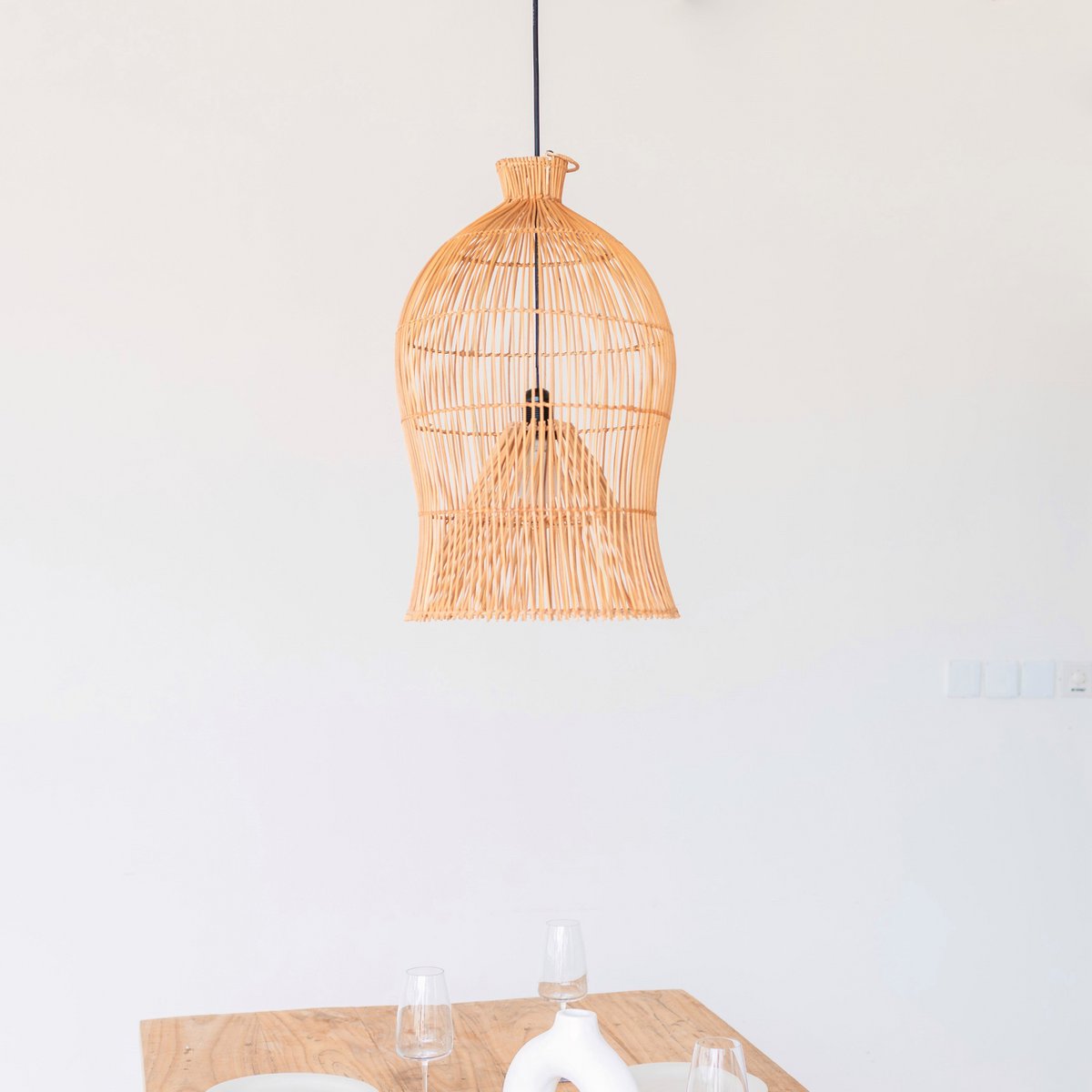 Rotan lampenkap – Boho hanglamp – plafondlamp hangend – Boho plafondlamp MAHARA (Ø35 cm)