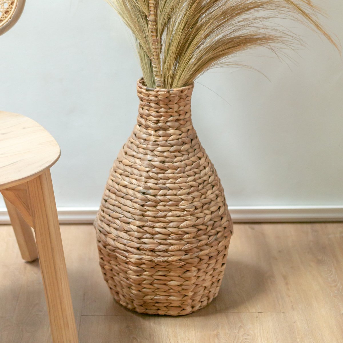 Geflochtene Boho-Vase DAYANA natur aus Wasserhyazinthe