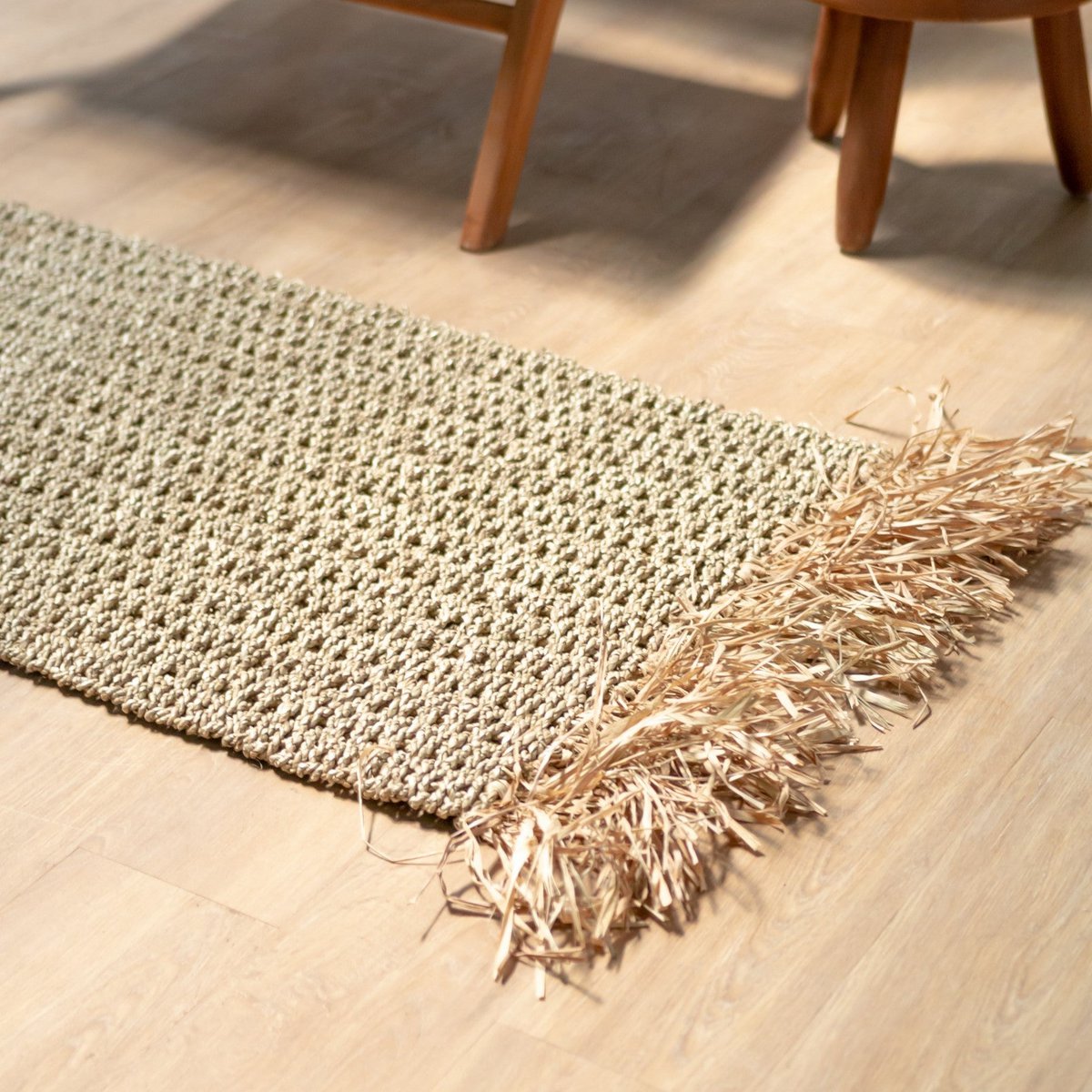 Seegrasteppich mit Quasten Boho-Teppich BARA
