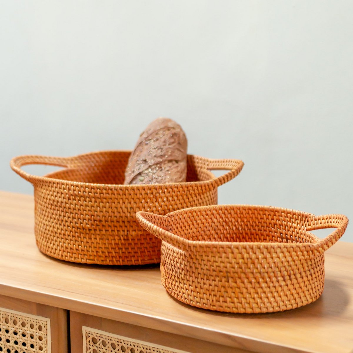 Kleine rotan opbergmand Decoratieve mand SUWARI (2 maten)