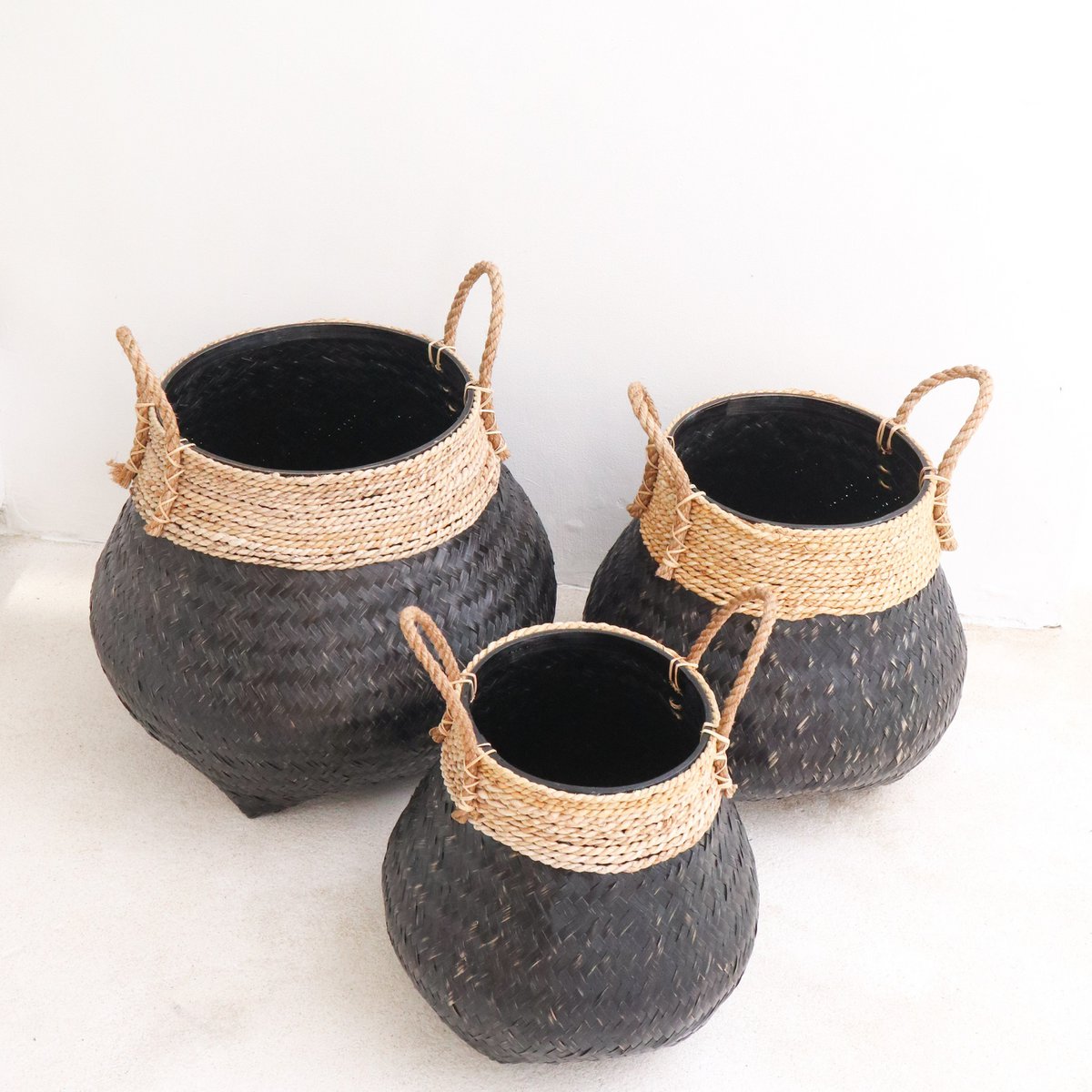 Zwarte plantenmand | Decoratieve mand | BENOA