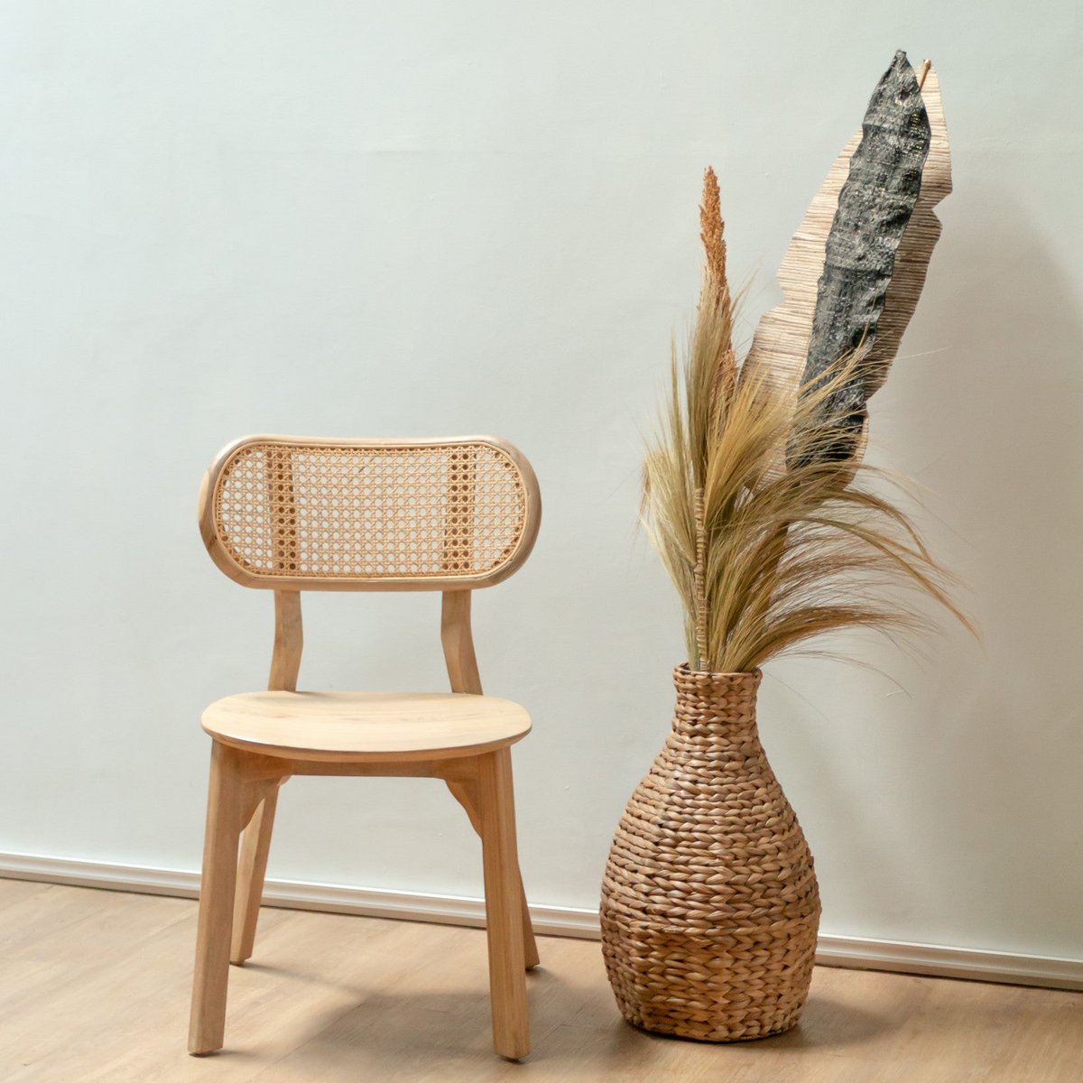 Geflochtene Boho-Vase DAYANA natur aus Wasserhyazinthe