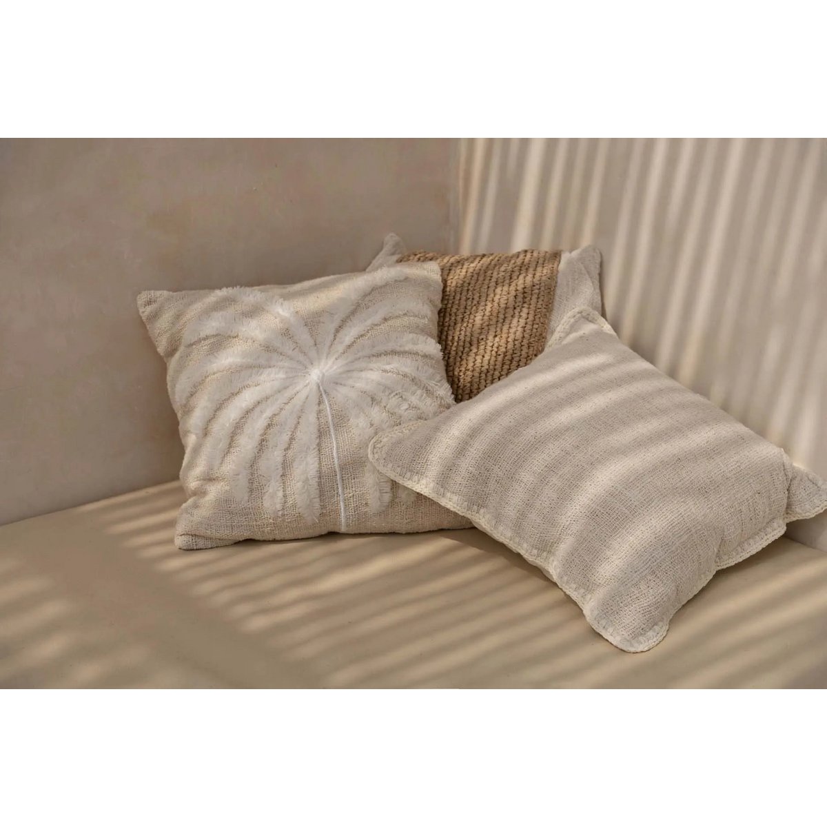 The Isla Palm Cushion Cover - Natural White