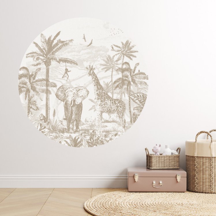 Fixed wallpaper circle with Jungle theme | Brown