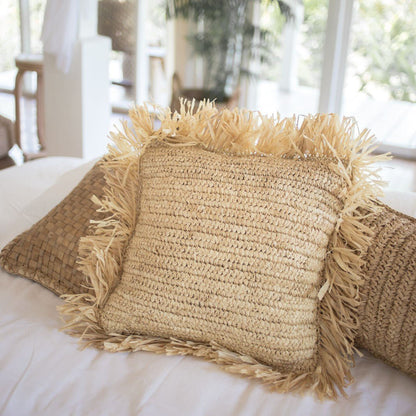 Boho Cushion GANDI made of Raffia