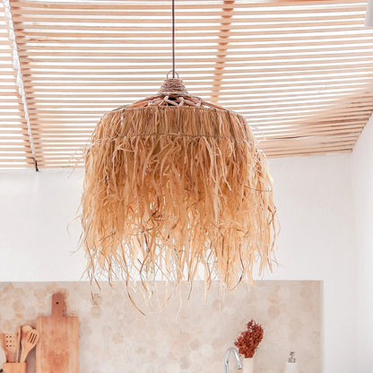 Raffia lamp with long fringes | Lampshade | Hanging lamp KAWI (2 sizes)