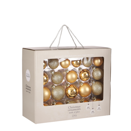 Kerstballen Set - 42 Stuks - Ø7 cm - Glas - Goud