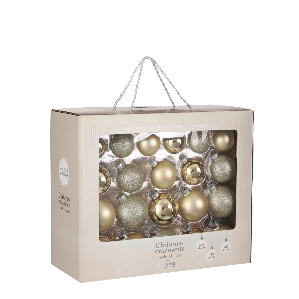 Kerstballen Set - 42 Stuks - Ø7 cm - Glas - Champagne