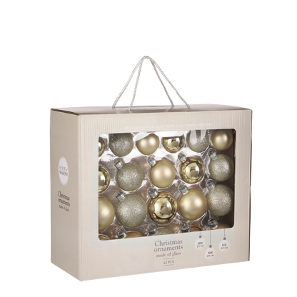 Kerstballen Set - 42 Stuks - Ø7 cm - Glas - Champagne