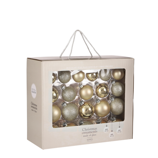 Kerstballen Set - 42 Stuks - Ø7 cm - Glas - Champagne