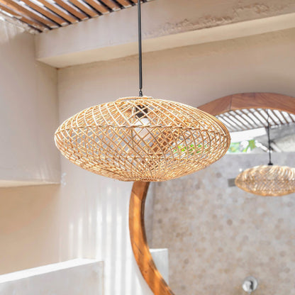 Rattan lamp Natural lampshade ARANA Flat ceiling lamp Pendant lamp made of natural fibers