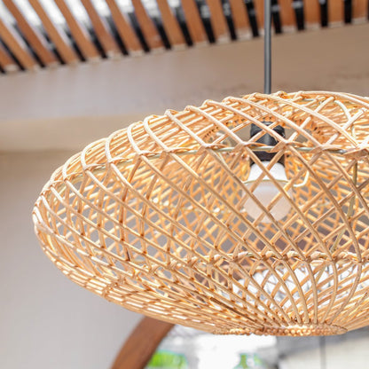 Rattan lamp Natural lampshade ARANA Flat ceiling lamp Pendant lamp made of natural fibers