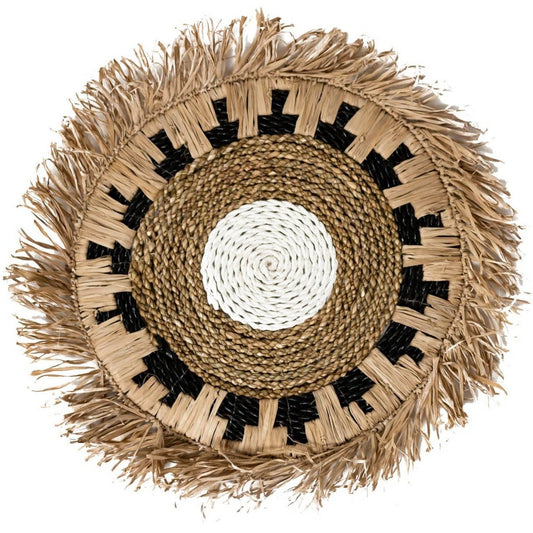 Placemat PAGU (set of 2, 4 or 6) 45 cm | Boho Placemat with Fringes made of Raffia