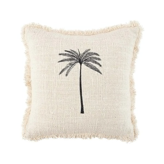 The Gili Palm Cushion Cover - Natural Black