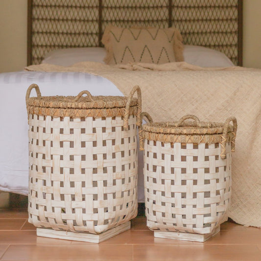 IRAYA Laundry Basket with Lid made of Bamboo