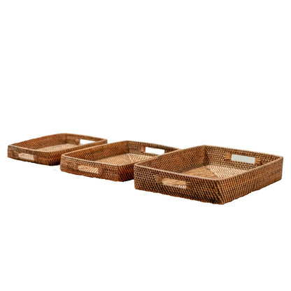 Rectangular Rattan Tray | Tray | Large Decorative Tray AMAHAI Brown (3 sizes)