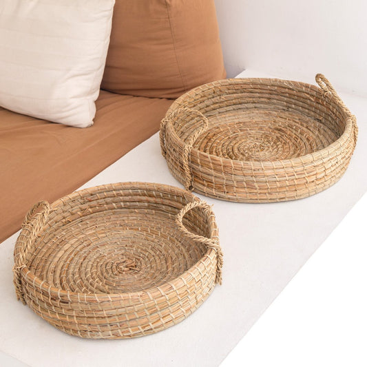 Round tray woven from seagrass PINTU decorative tray (2 sizes)