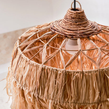 Raffia lamp with long fringes | Lampshade | Hanging lamp KAWI (2 sizes)