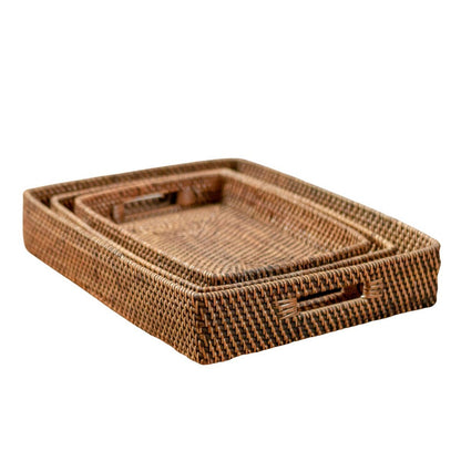 Rectangular Rattan Tray | Tray | Large Decorative Tray AMAHAI Brown (3 sizes)