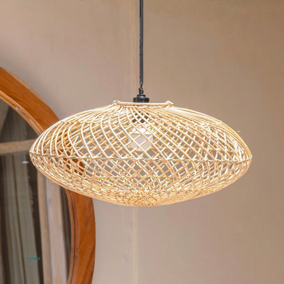 Rattan lamp Natural lampshade ARANA Flat ceiling lamp Pendant lamp made of natural fibers