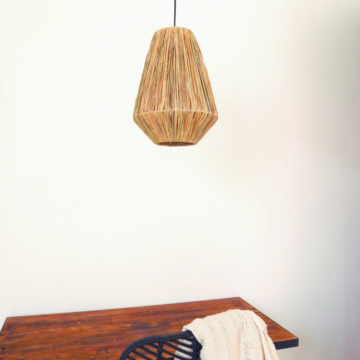 Lampshade Ceiling lamp Pendant round ENDAH made of Raffia