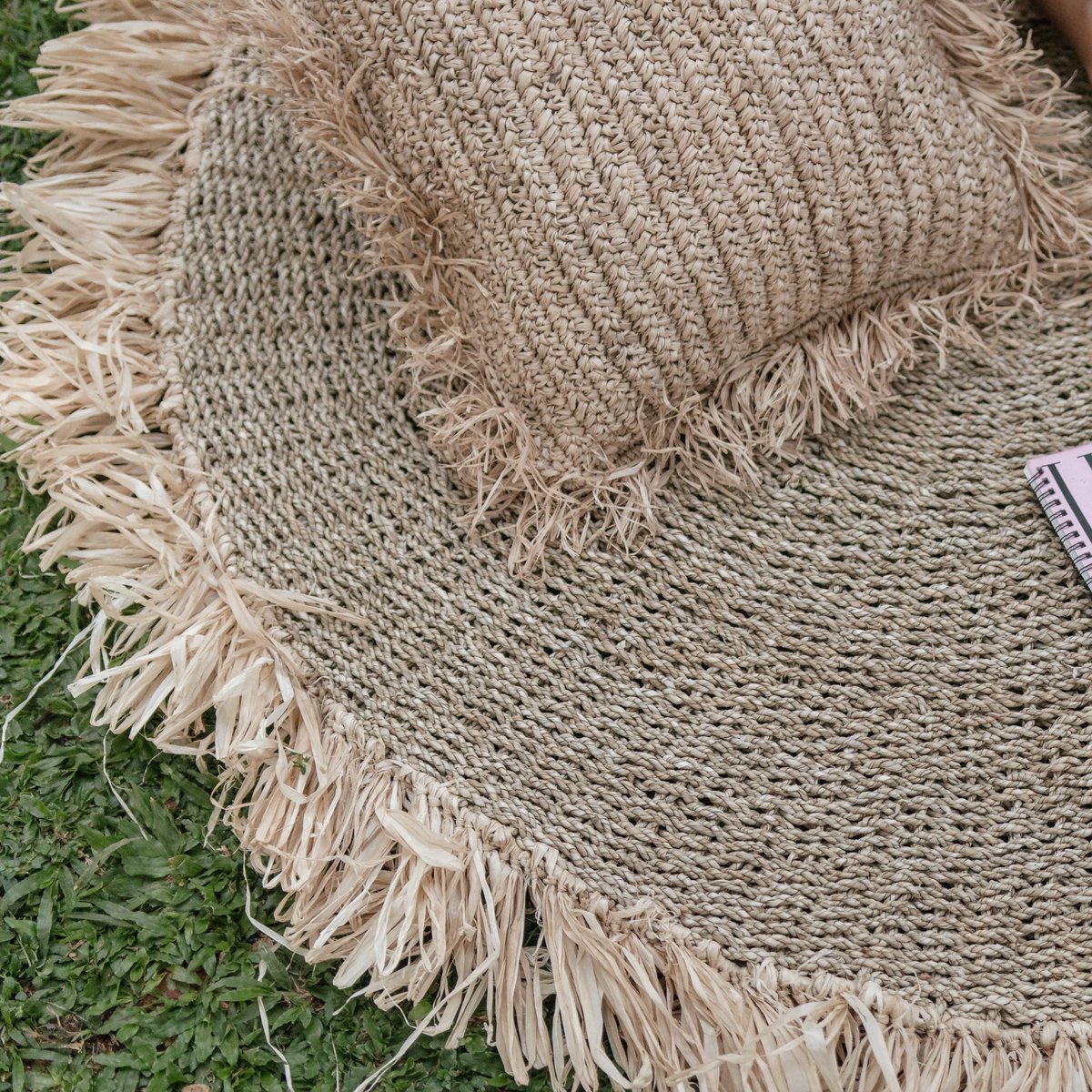 100 cm Round Seagrass Carpet | Tassel Rug DASA