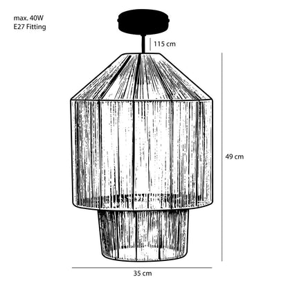 Elsa Hängelampe – H49 x Ø35 cm – Jute – Hellbraun