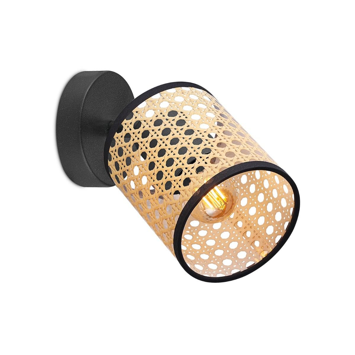 Home Sweet Home Rural LED-Wandspot Rattan – Schwarz