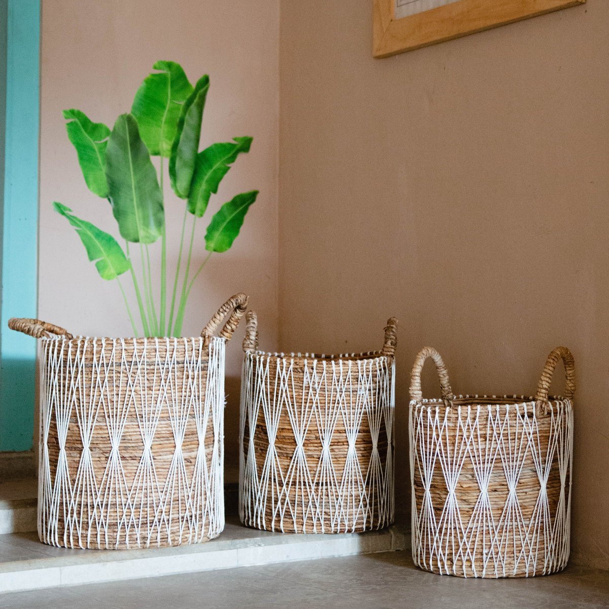 Boho laundry basket | Plant basket | Storage basket MANDURO made of banana fiber (3 sizes)