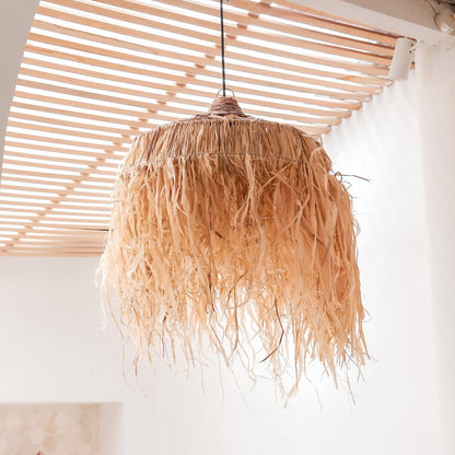 Raffia lamp with long fringes | Lampshade | Hanging lamp KAWI (2 sizes)