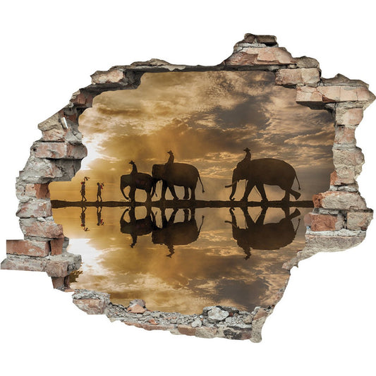 3D wall sticker - elephant rider