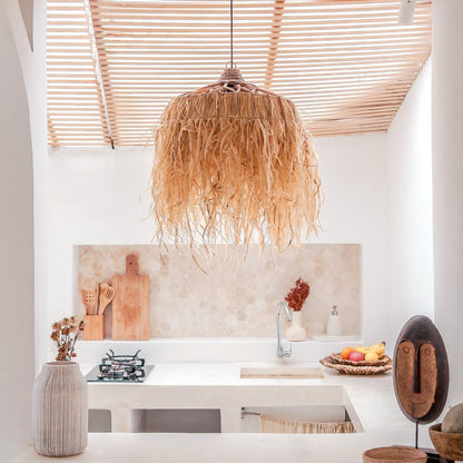 Raffia lamp with long fringes | Lampshade | Hanging lamp KAWI (2 sizes)