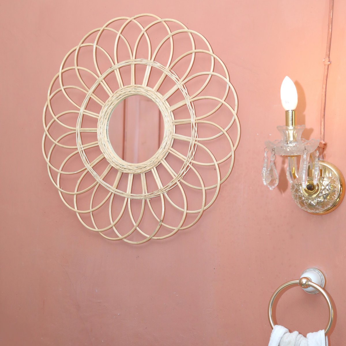 Handmade Rattan Wall Mirror MAGUWO