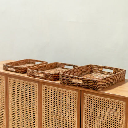 Rectangular Rattan Tray | Tray | Large Decorative Tray AMAHAI Brown (3 sizes)