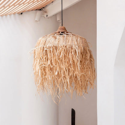 Raffia lamp with long fringes | Lampshade | Hanging lamp KAWI (2 sizes)