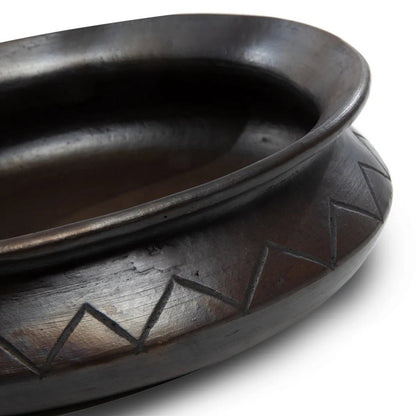 The Burned Ovale Pot Met Patroon - Zwart