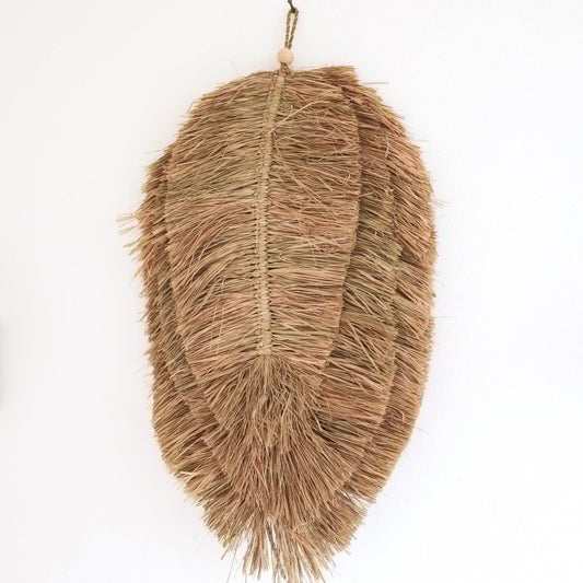 Tropical Wall Decoration 50 cm Leaf-shaped Hand-woven from Raffia TIPIN