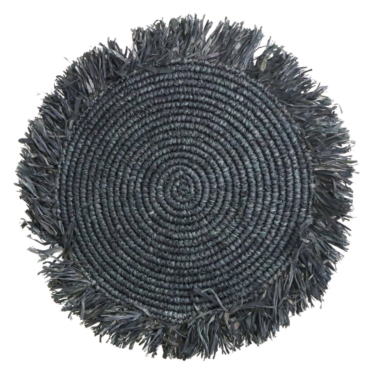 Black Boho Placemat AMBON made of Raffia with fringes